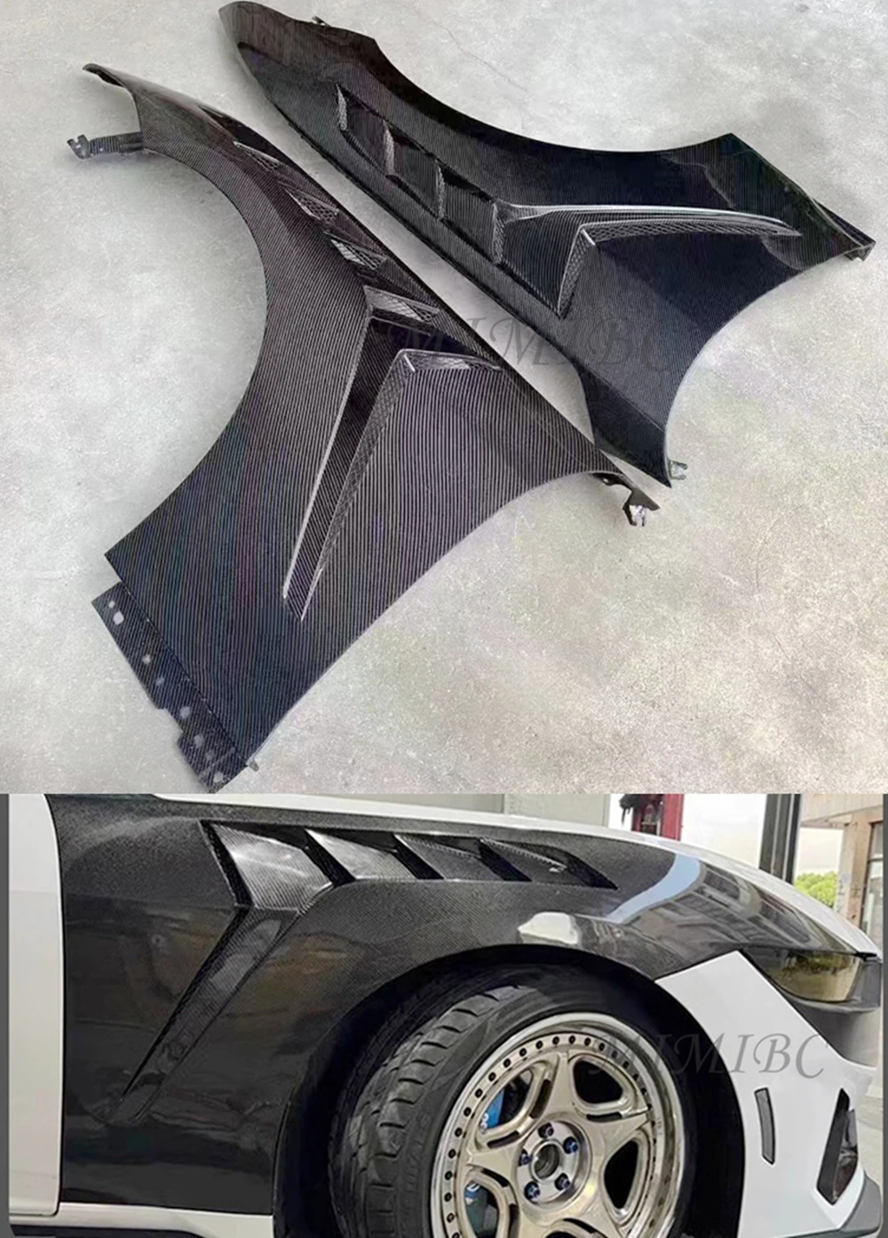

For Ford Mustang mudguard, front vent, fender parts upgrade, body kit 2024+ Carbon Fiber Fenders Real carbon fiber