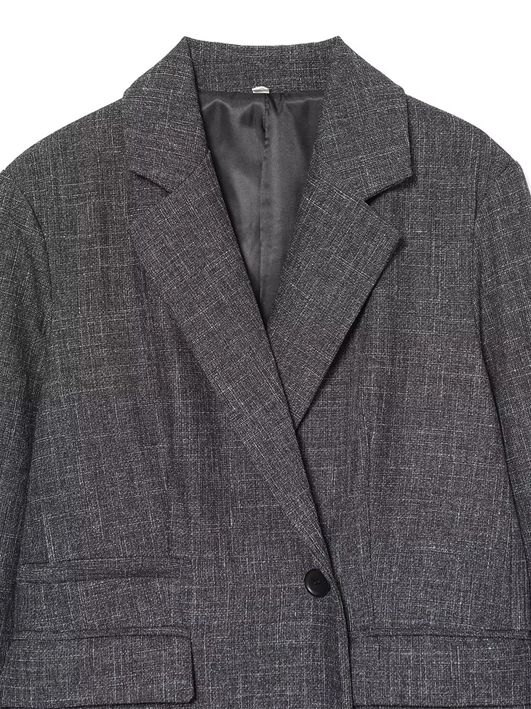 European-style new women's fashion, versatile, elegant, simple solid color straight-cut long-sleeved suit jacket