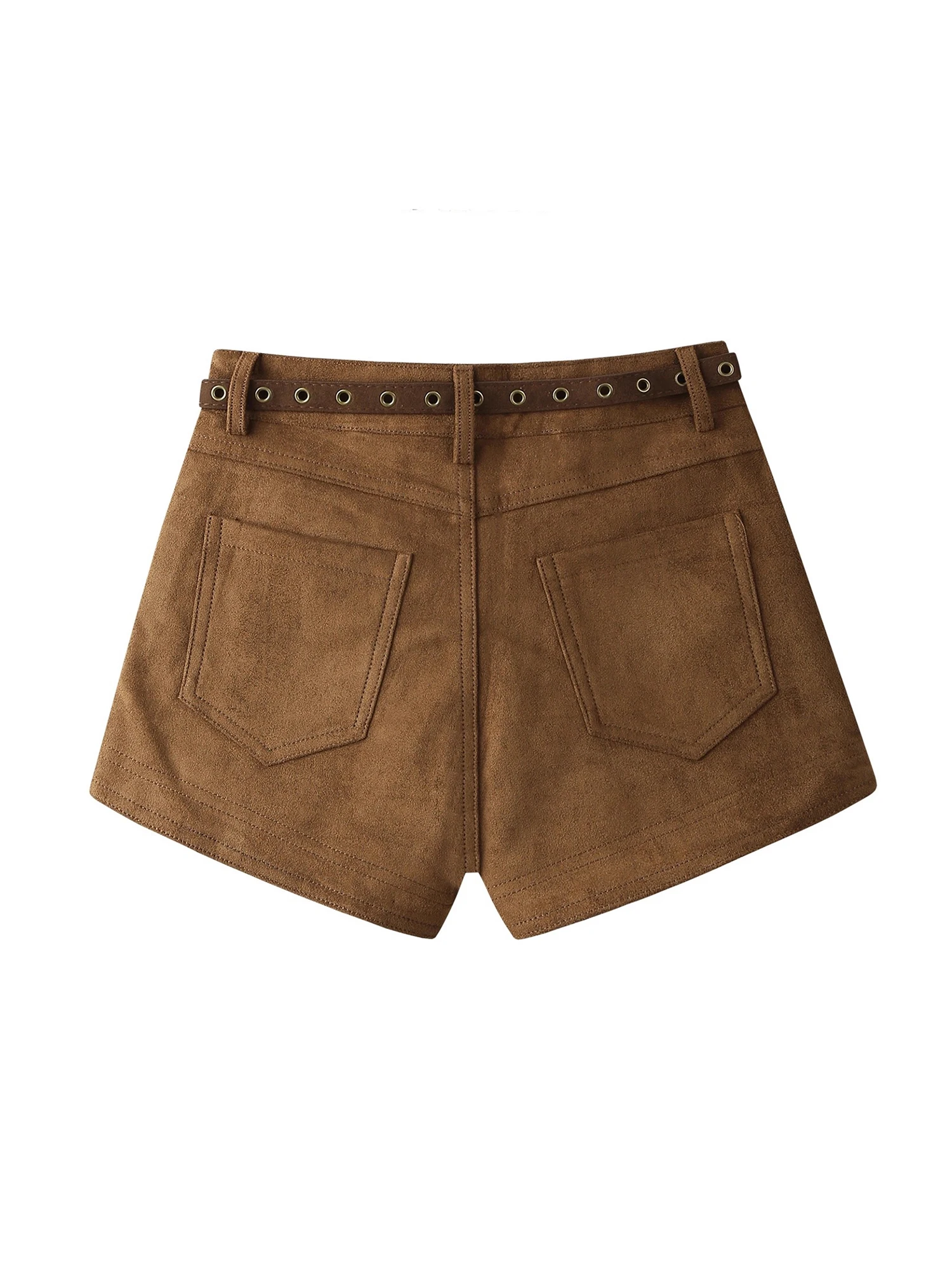 Women's Brown Y2k Micro Suede Shorts 2000s Vintage Harajuku Hot Shorts Aesthetic Oversize High Waist Mini Booty Short Pants 2025