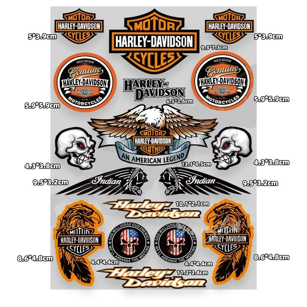 Retro Motorcycle Decals Fuel Tank Waterproof Stickers For Harley Davidson Electra Glide Ultra Classic PA1250 114 Skull Pattern