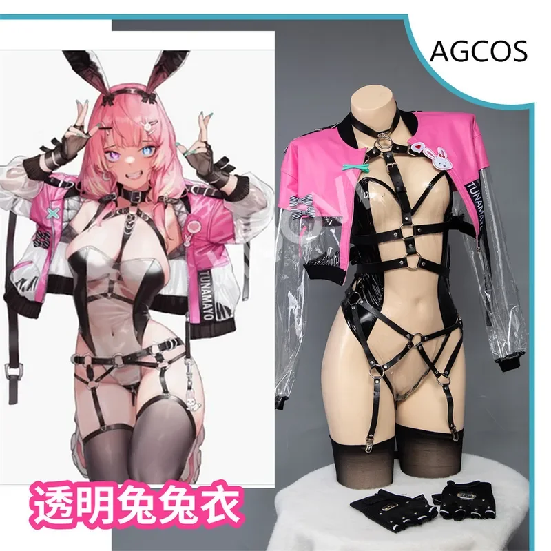 Agcos original design bunny girl anime doujin costume cosplay donna tute cosplay coniglietto sexy in pelle trasparente