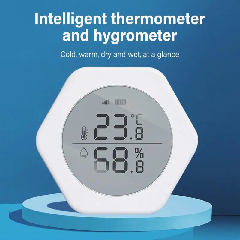 Tuya Smart High-precision Sensor Real-time Monitoring Wifi  Thermometer Detector Indoor Lcd Screen Temperature Humidity Sensor