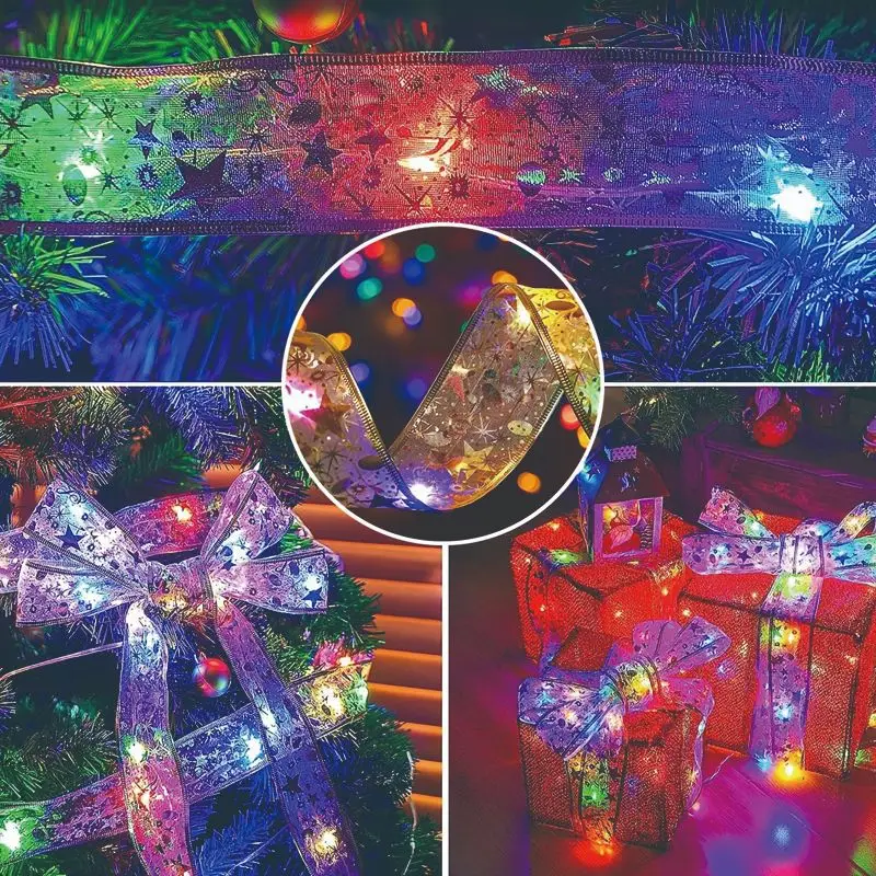 1-10 متر عيد الميلاد القوس الديكور الذهبي عيد الميلاد الشريط الجنية سلسلة أضواء للمنزل حفلة شجرة عيد الميلاد وديكور الهدايا