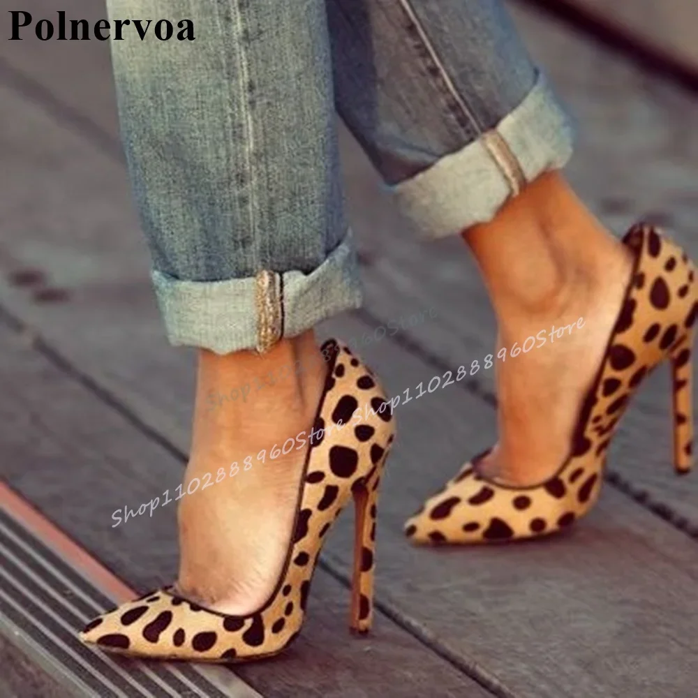

Trending Leopard Print Shallow Pumps Thin High Heel Shoes For Women Slip On Pointed Toe 2025 Fashionable Zapatos Para Mujere