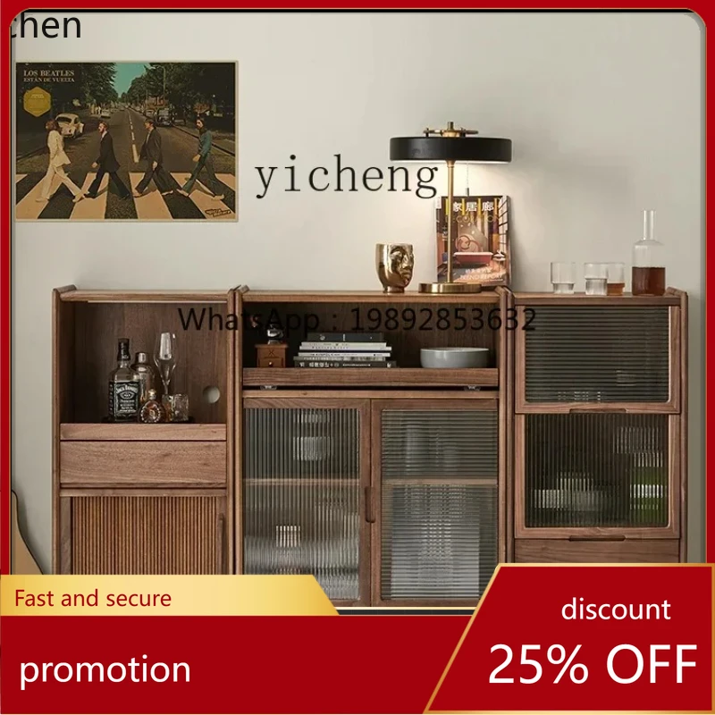 

HT Solid Wood TV Side Cabinet Modern Minimalist Living Room Chest of Drawers Clothes Closet Bedroom Light Luxury Locker