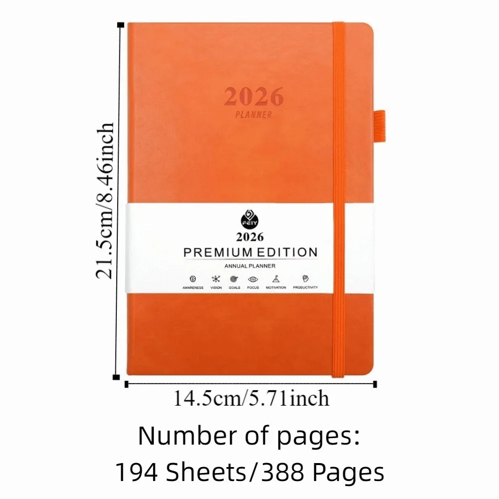 English 2026 Schedule Planner Notepad Wear-resistant Bookmark 365 Days Efficiency Notebook Portable Simple Diary Writing Pads