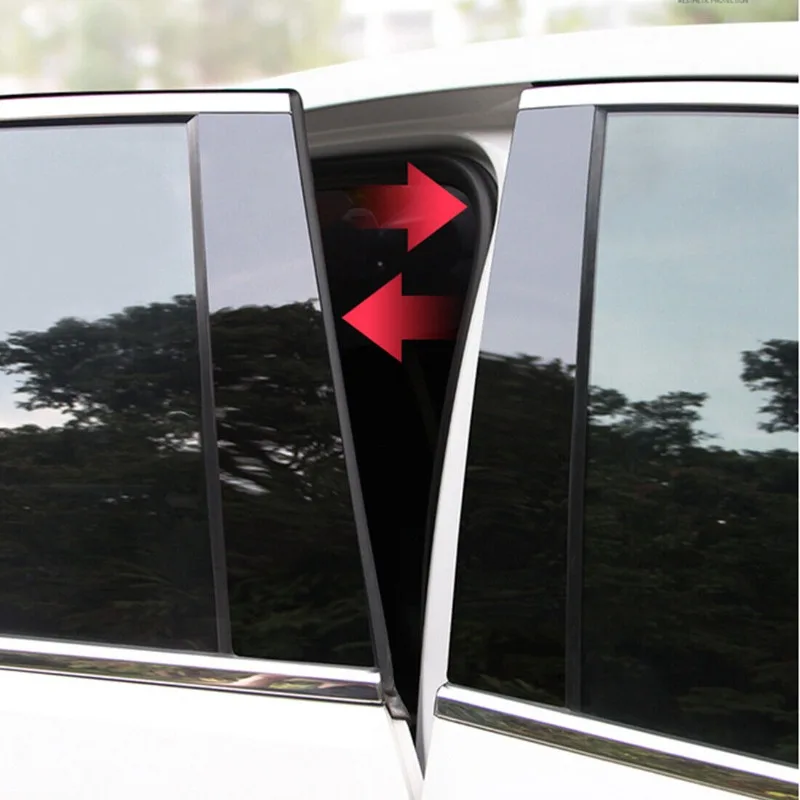 6-teiliges Set Glänzend Schwarze Autoaufkleber für VW Passat (B6) 4-Türer Limousine 2006-2010 Fenstereinfassung BC-Säulenstreifen