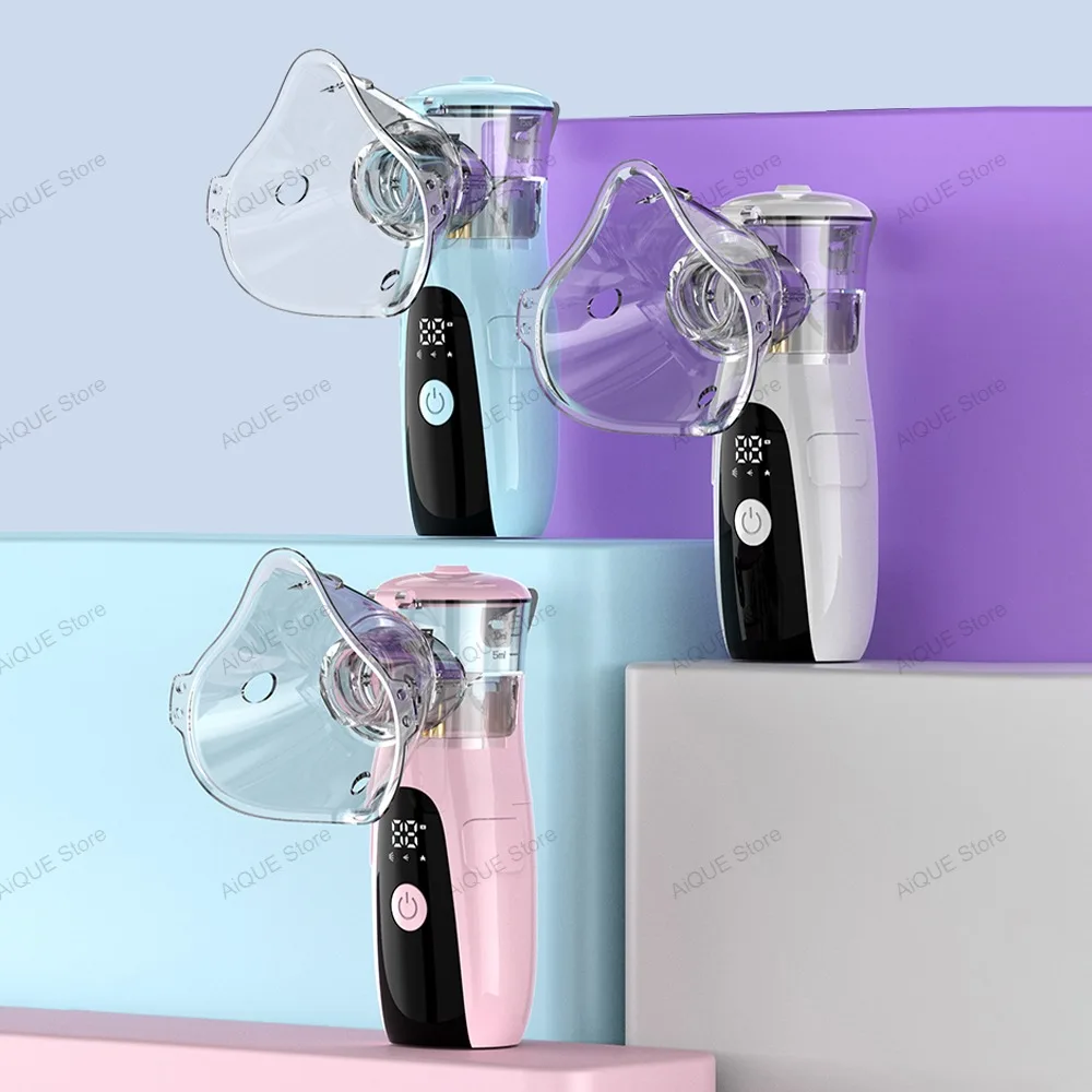 Nebulizador Recargable AiQUE, Inhalador Ultrasónico Silencioso Portátil con Manguera LED, Vaporizador Móvil para Nariz Congestionada, Niños y Adultos