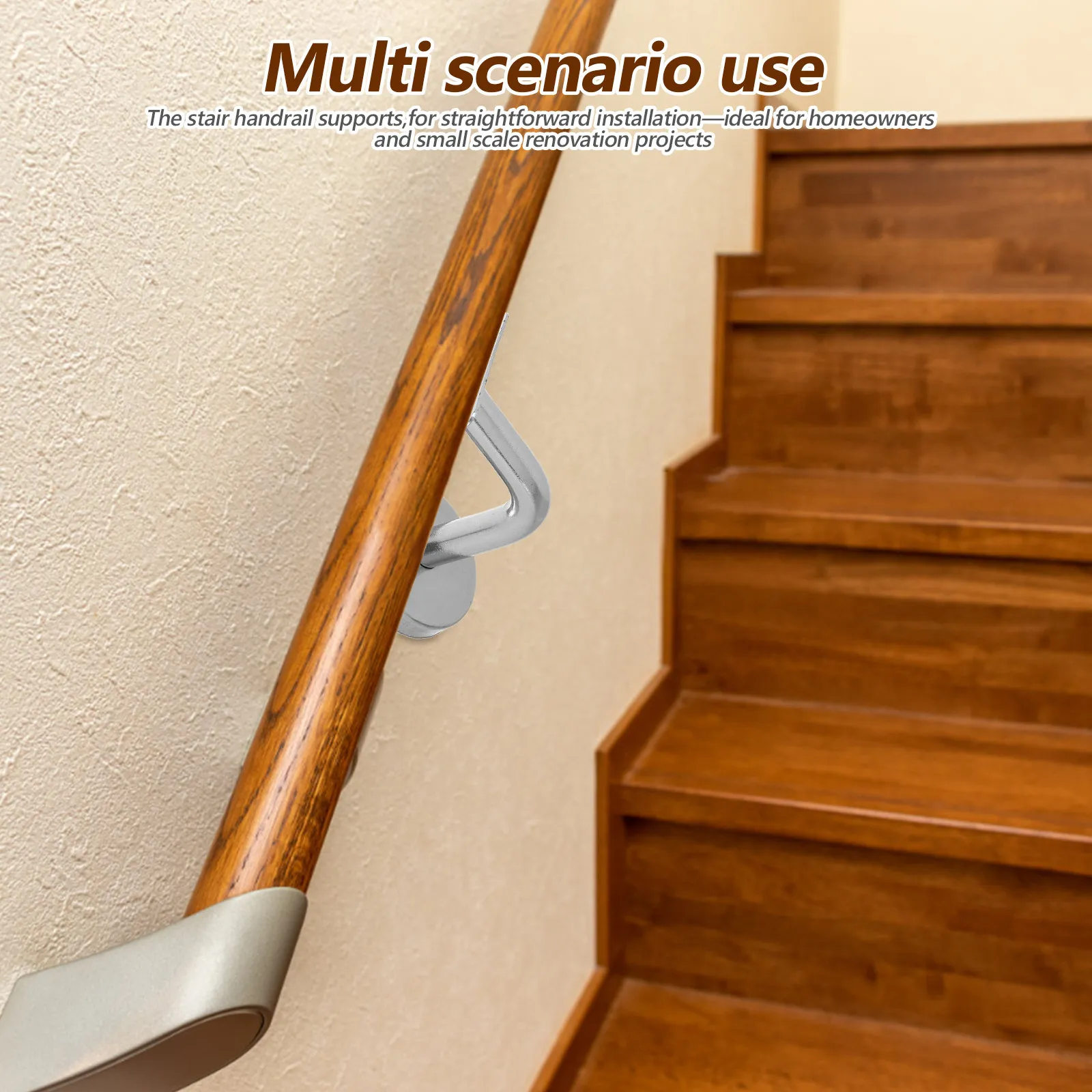 2Pcs Stainless Steel Stair Handrail Brackets Wall Mount Railing Supports for Indoor Stairs Elderly Safety Easy DIY