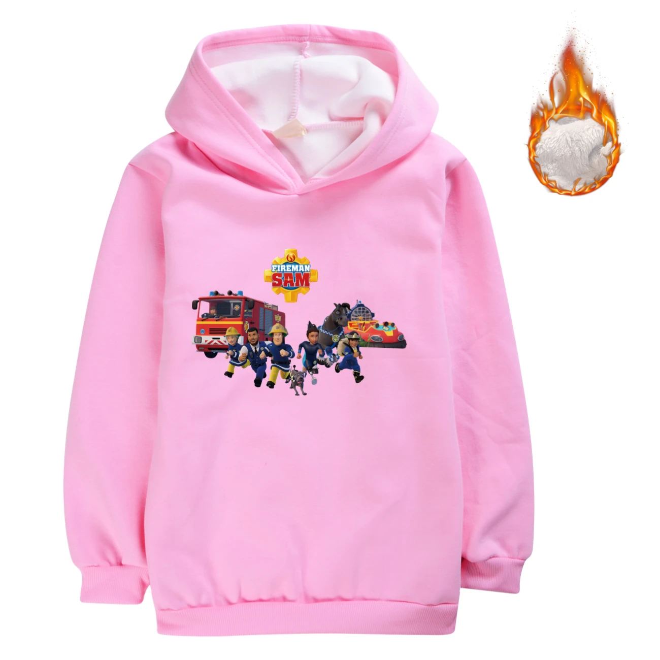 

Anime Fireman Sam Girls Warm Hoodies Kids Girl Plus Velvet Sweatshirt Top Children Boys Cartoon Hoodie New Fashion Winter Outfit