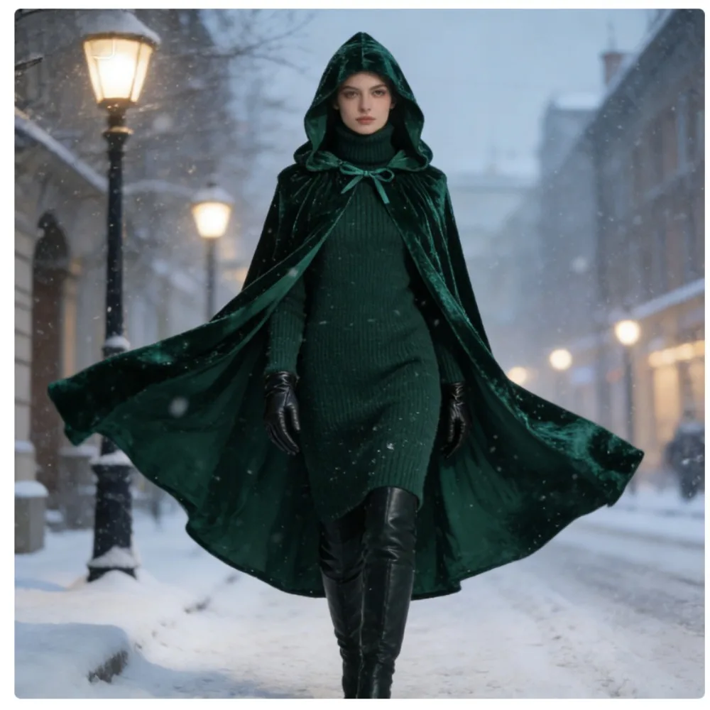 

Плащ ведьмы на Хэллоуин, костюм для косплея, бархатная накидка демона для женщин, готический плащ для ведьминой вечеринки