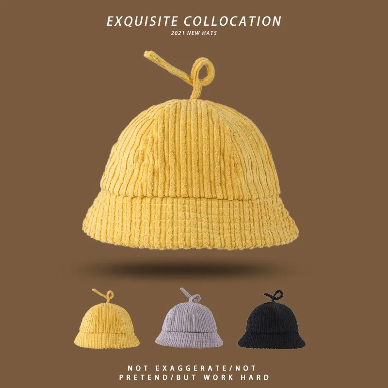 2021 Korean Fisherman Women's Pure Color -Matching Sunshade Sun Protection Hat Student All-Match and Cute Corduroy Bucket