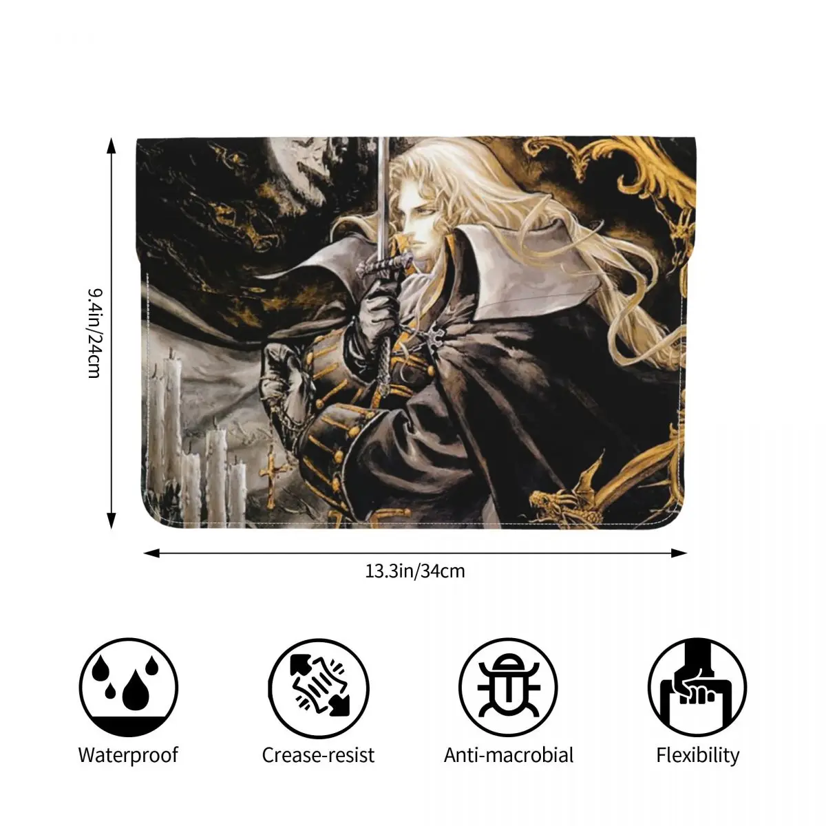 Game Castlevania PU Leather Horizontal Laptop Sleeve Shockproof Soft Lining Notebook Case 13 Inch
