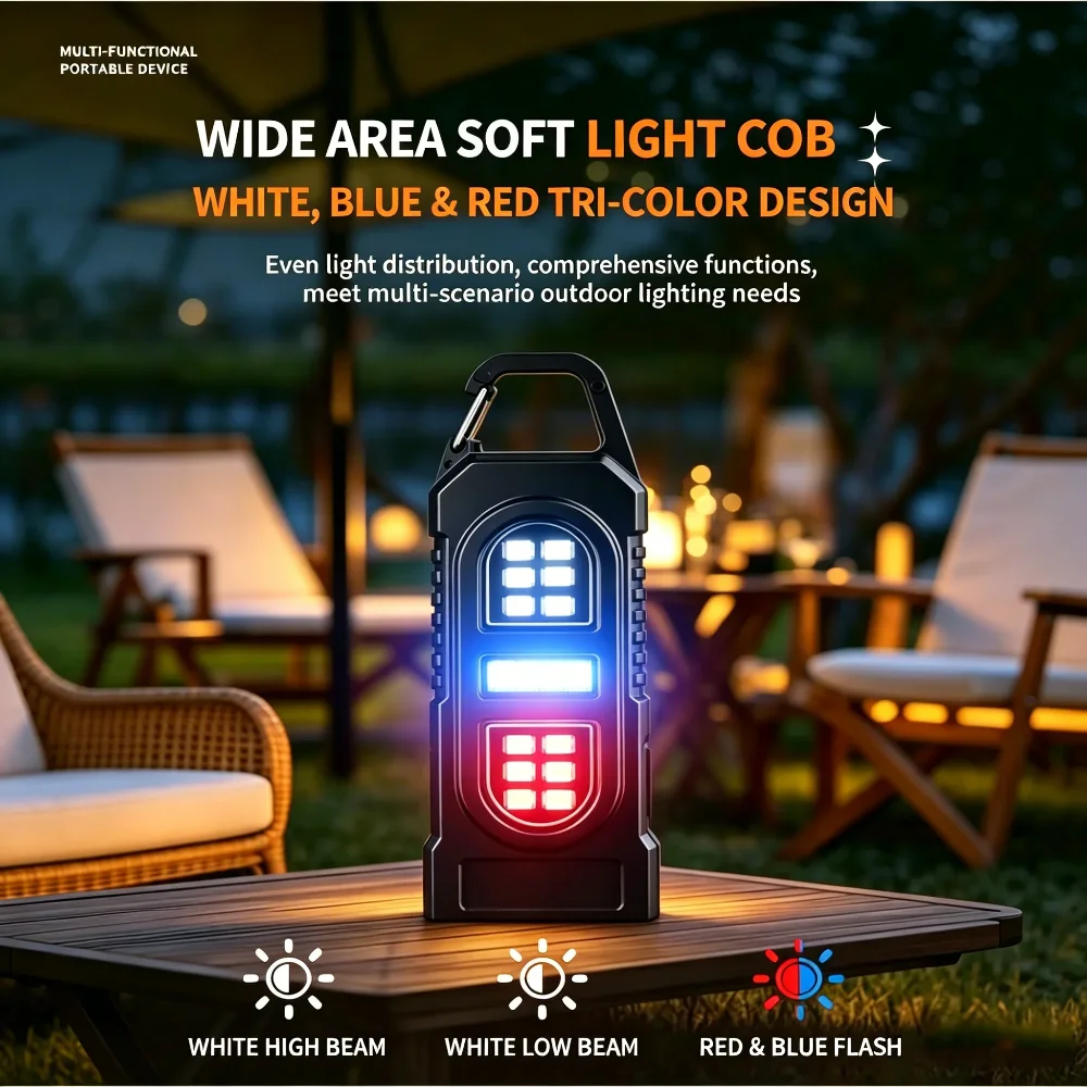 Multifunctional LED COB Flashlight Super Bright Pocket Torch Light with Red Blue Warning Light Outdoor Clip on Emergency Lantern image 6