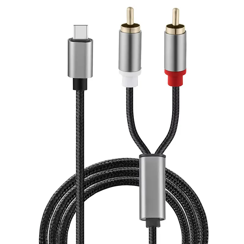 2RCA Lotus Audio Cable Suitable for iphone Type-C Connection to Audio Box Speaker TV Amplifier Red and White 1/2 3.5mm Trs Cable