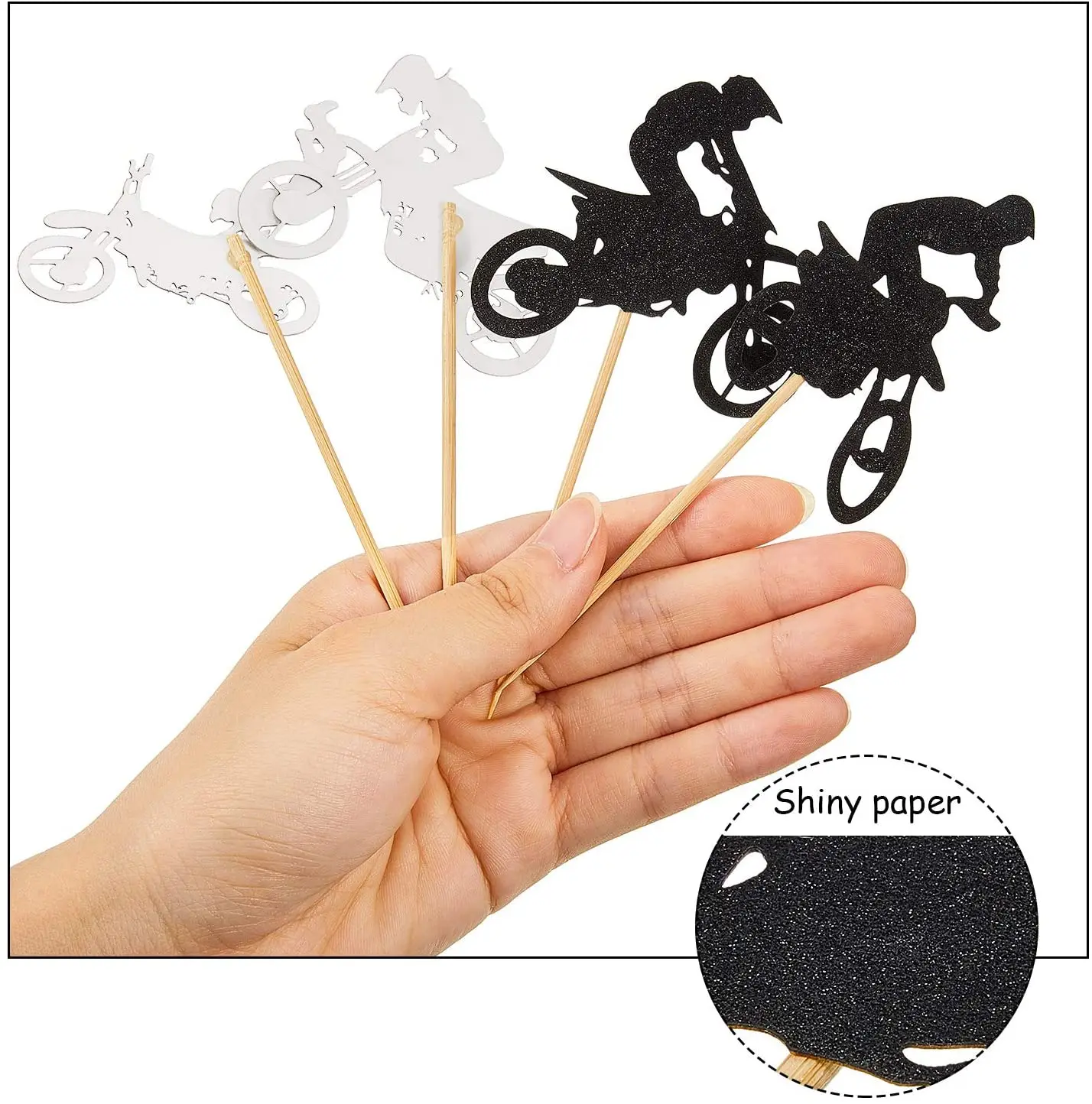 Motocross-Geburtstagsparty-Dekoration, Kuchen-Cupcake-Topper, Motorrad-Banner, Kuchendekoration für Geburtstagsparty-Zubehör für Männer oder Jungen – Detail 5