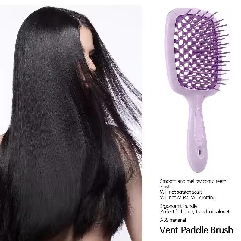 Set Sikat Rambut 2 Buah dengan Botol Semprot Sampo Sisir Pijat Kulit Kepala Jerami Gandum Sikat Rambut Kantung Udara Alat Kecantikan Rambut Salon