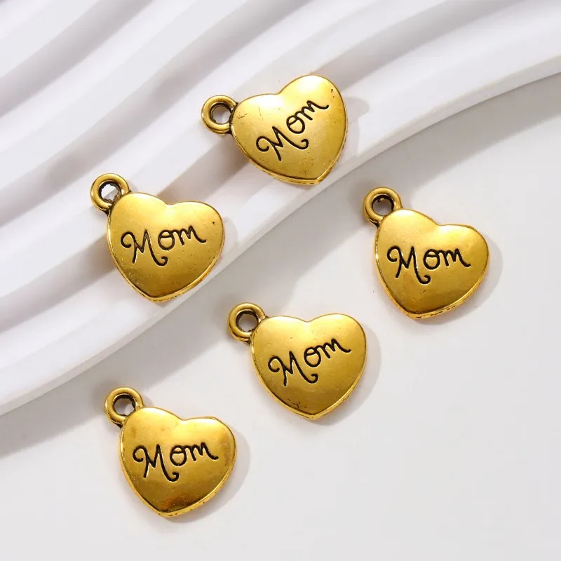 20pcs New Gold Color Heart Family Member Pendants Fashion Grateful Gift Souvenir For Making Handmade DIY Jewelry Findings