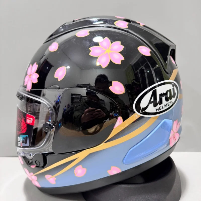 RX-7X RX7X Full Face Motorcycle Helmet,For Road Motorcycles And Racing Karts Protection Helmet Black Cherry Blossom,Capacete