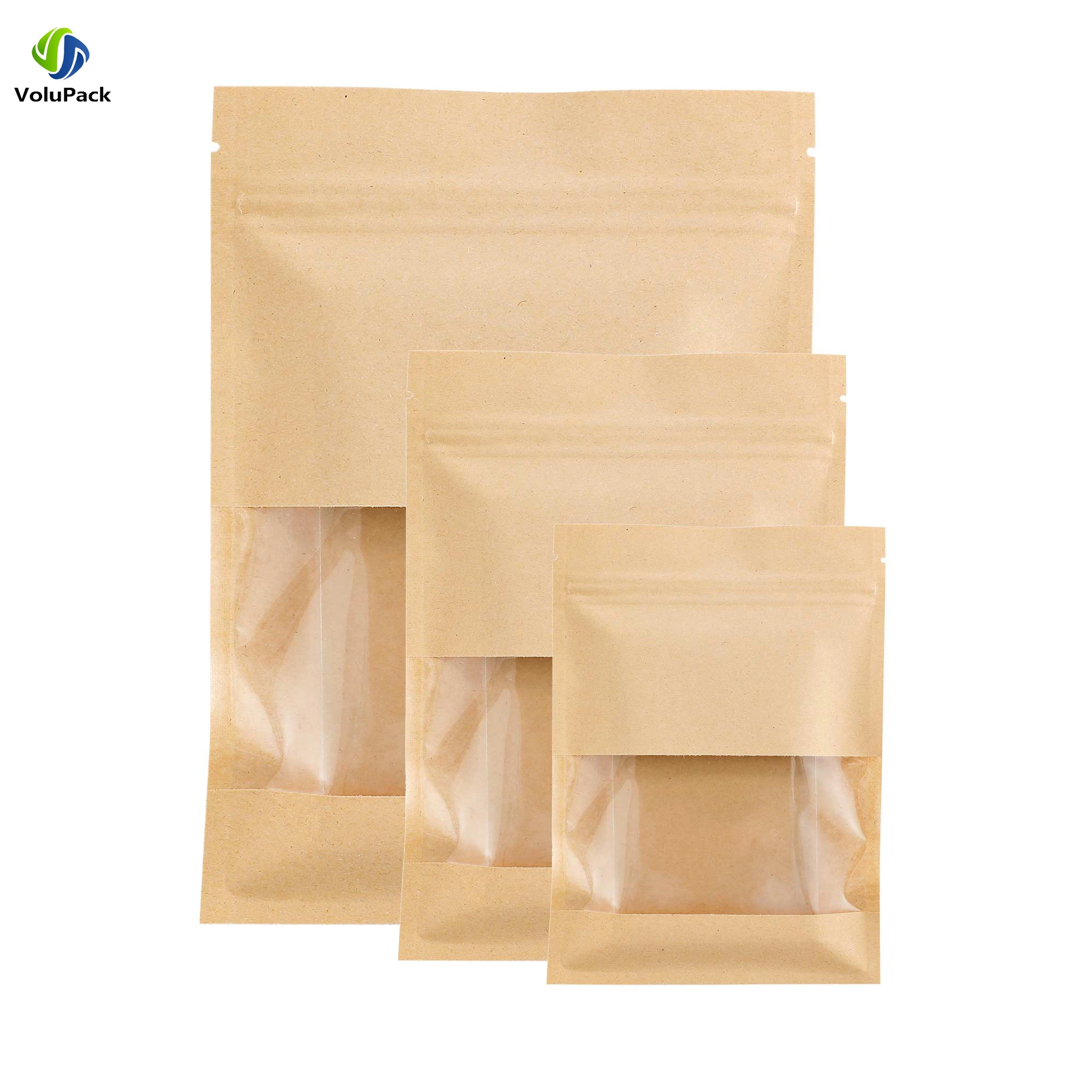 100pcs Matte Heat Seal Ziplock Storage Mylar Packaging Bags, Resealable Kraft Paper Flat Pouches with Tear Notch Clear Window