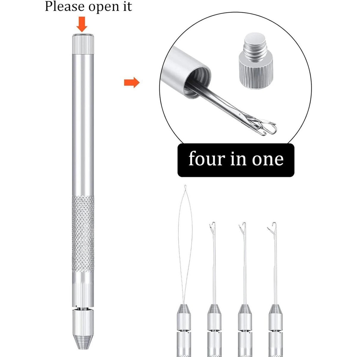 1Kit Alloy Hook Needle Wig Making Tools Ventilation Needles For Lace Wigs Micro Ring Hair Crochet Needles 3 Hook + 1 Loop