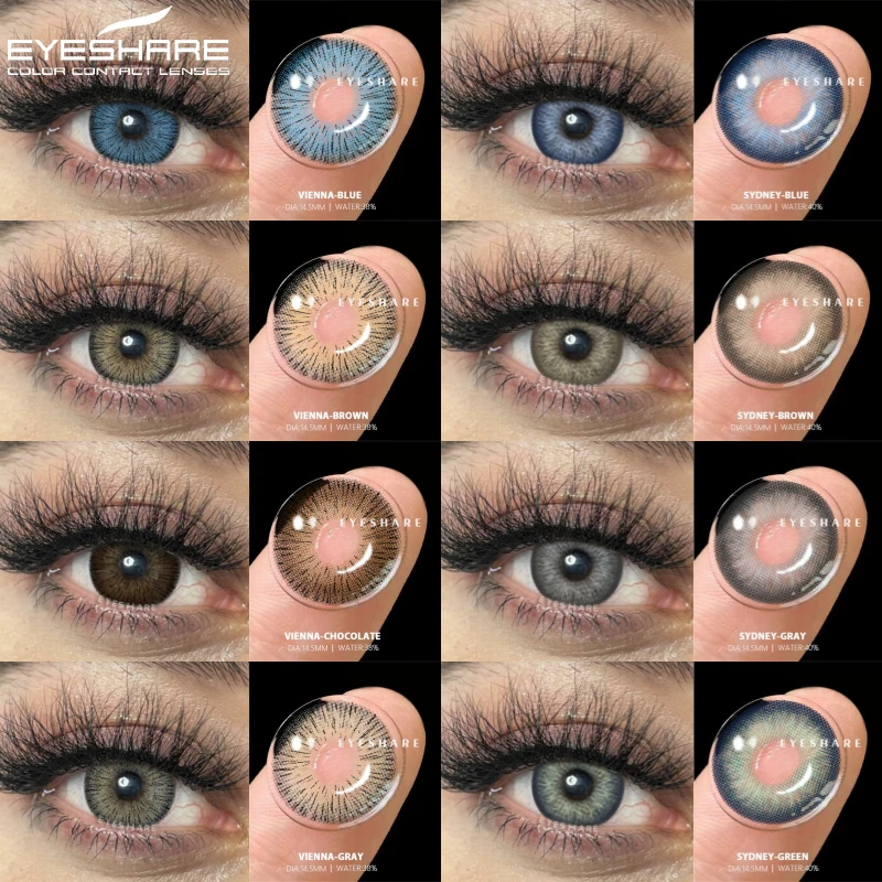 EYESHARE 1 Paar Farbkontakte für Augen, blaue Farbkontaktlinsen, bunte Augenlinsen, jährliches kosmetisches Make-up, grüne Augenkontaktlinsen