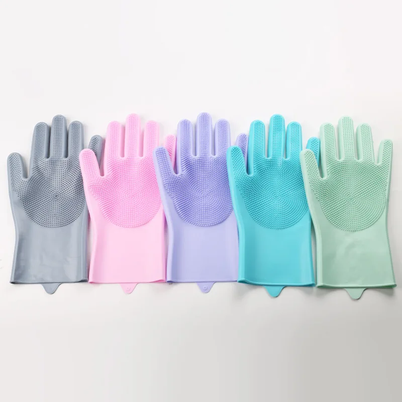 Pet Grooming Cleaning Gloves Dog Cat Bathing Shampoo Glove Scrubber Magic Dishwashing Cleanner Sponge Silicon Hair Removal Glove