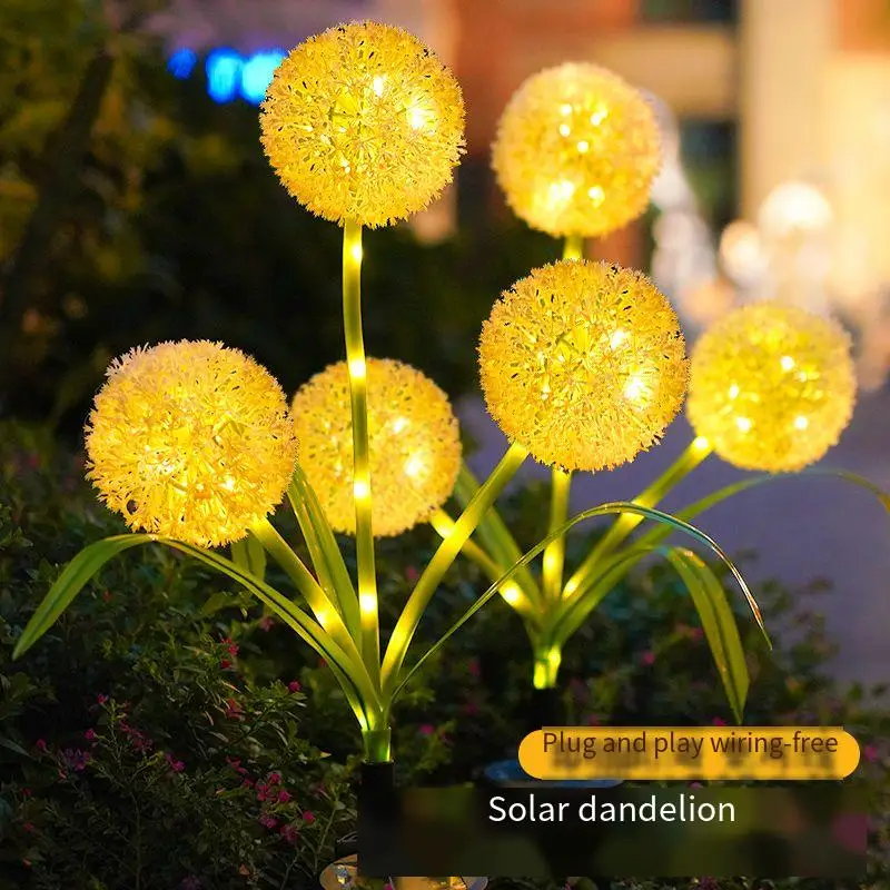 Solar Powered Warm/colorful 3 Heads Onion Head Light for Garden Lawn Patio Pathway Outdoor Light Battery-operated Garland