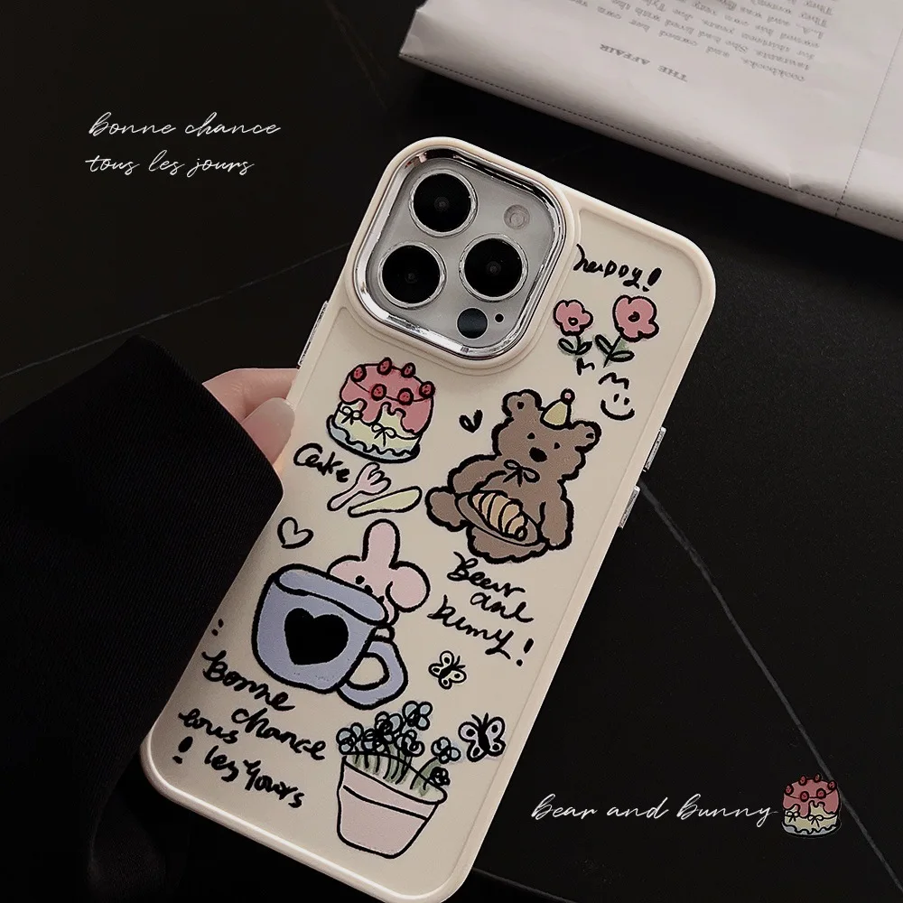 

Suitable For iPhone 16 15 14promax phone case personalized graffiti cartoon For iPhone 13 12pro 11 electroplating original soft