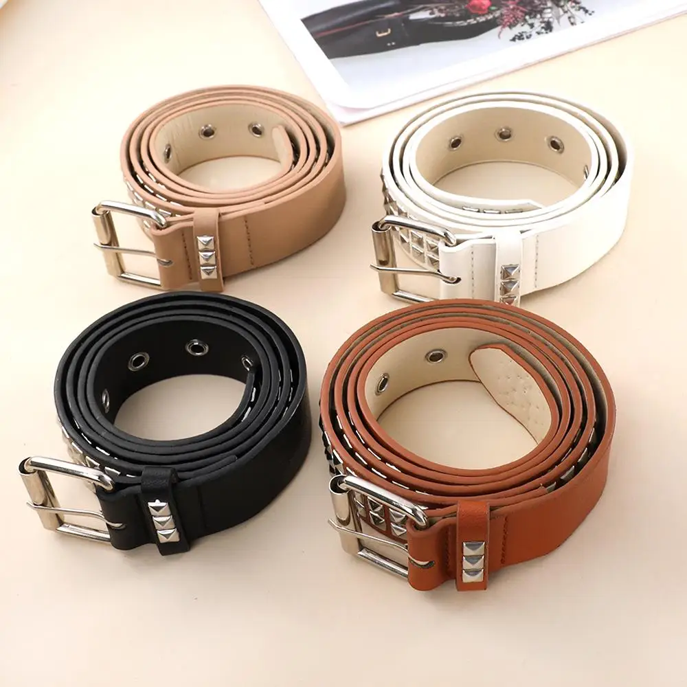 Goth Punk Style Belts For Women Vintage Rivet  PU Leather Waist strap For Jeans Belts Western  Y2K Girls Fashion Belt Waistband