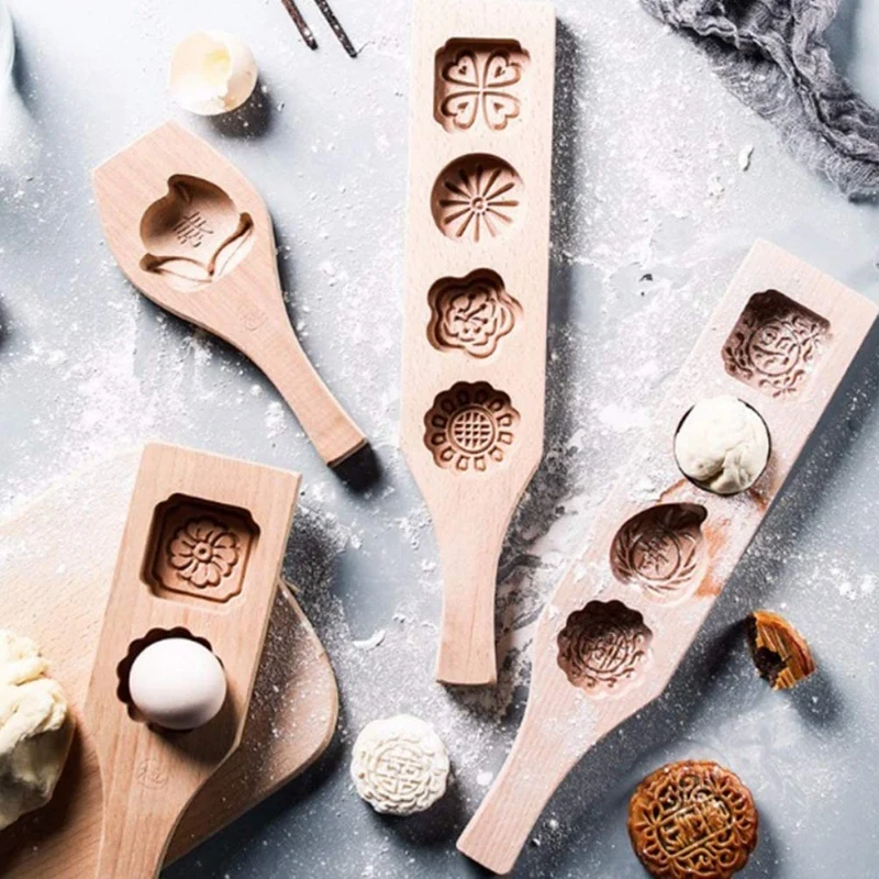 Stampo per torta lunare in legno Stampo per pasticceria Strumento di cottura per realizzare torte di fagioli mung Stampo per torta fondente Stampo per cioccolato Decorazioni per torte