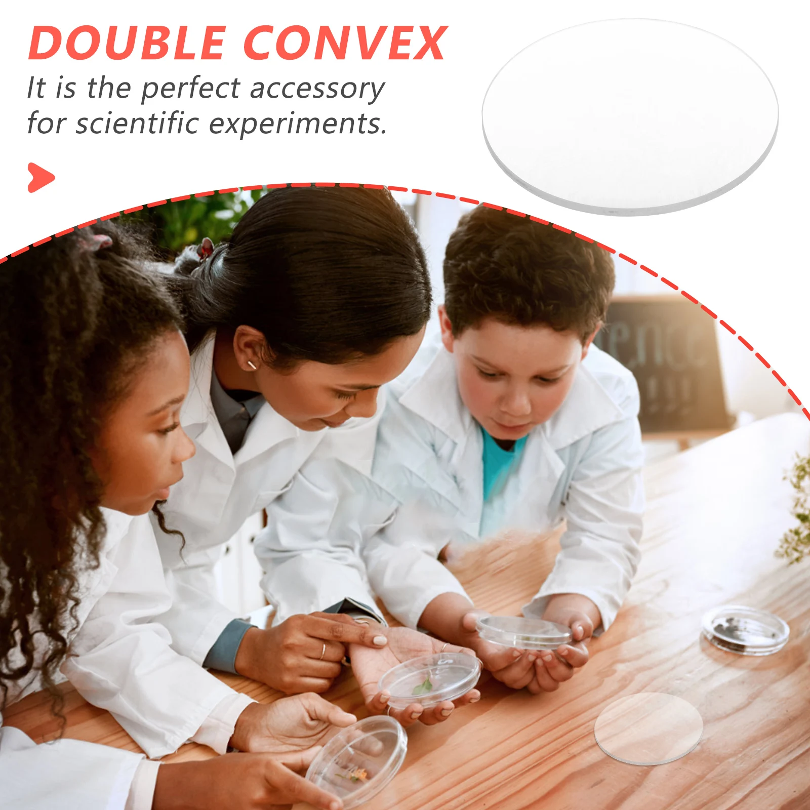 

Double Convex Glass Lens 10Cm Diameter 300Mm Focal Length Beveled Edges High Transparency for Science Experiments Optical Lenses