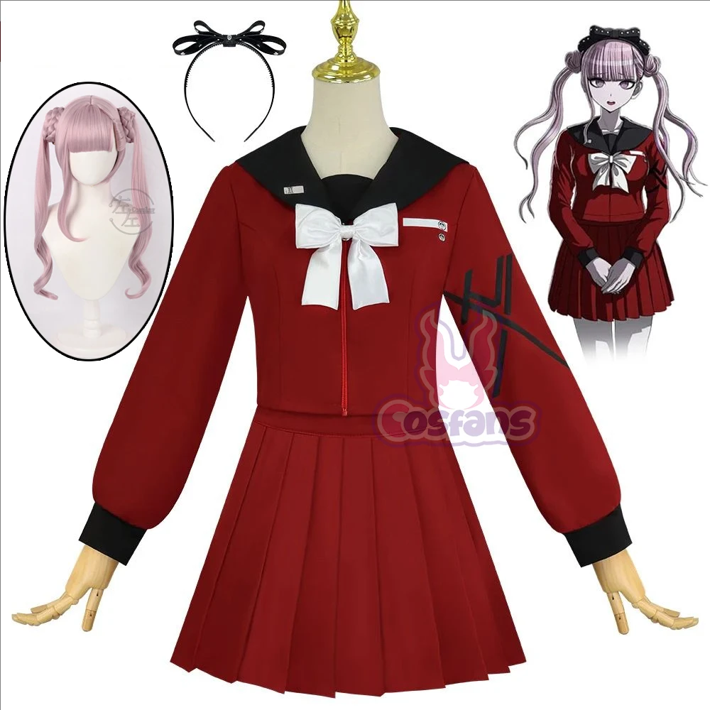 

Anime The Hundred Cosplay Line Tsukumo Kako Cosplay Costume Japanese Jirai Kei Girls School Uniform JK Red Dress Pink Customized