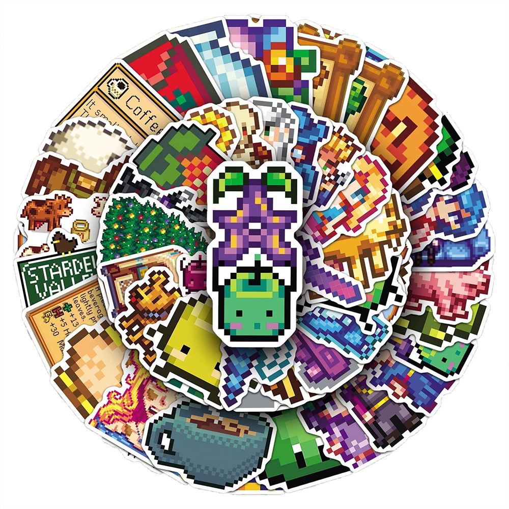 

10/30/50pcs Classic Pixel Game Stardew Valley Stickers Cartoon Sticker Laptop Suitcase Notebook Phone Funny Graffiti Decals Pack