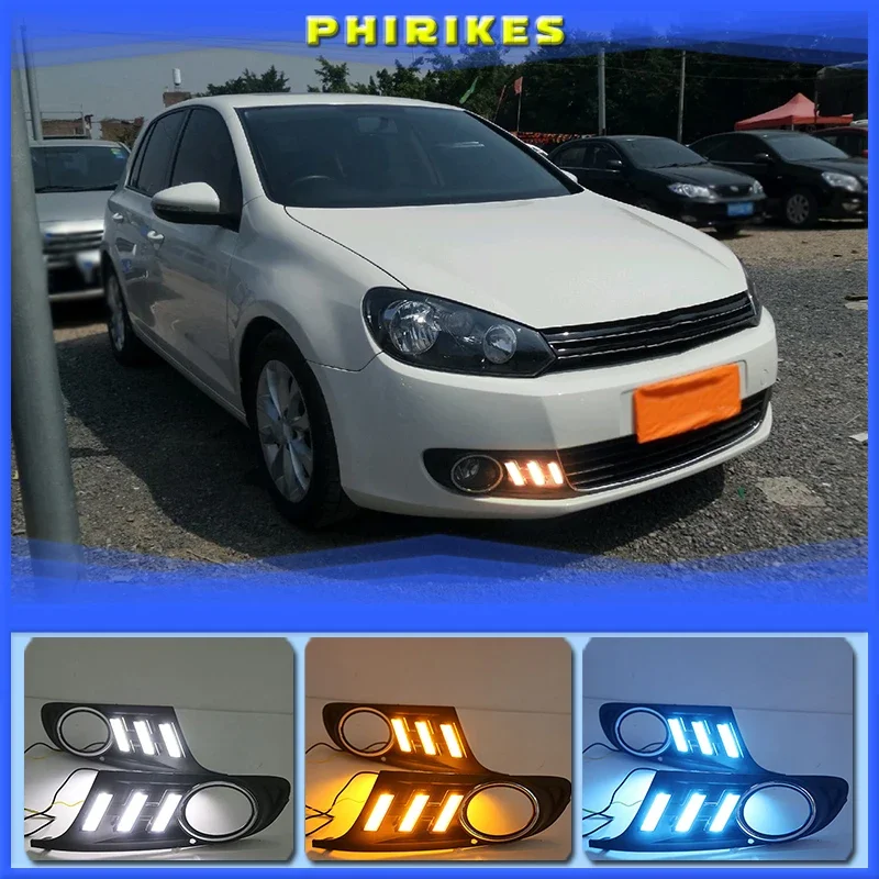 

1 пара для Volkswagen Golf 6 Golf6 MK6 09-13 дневные ходовые огни светодиодный индикатор DRL бампер передняя противотуманная фара