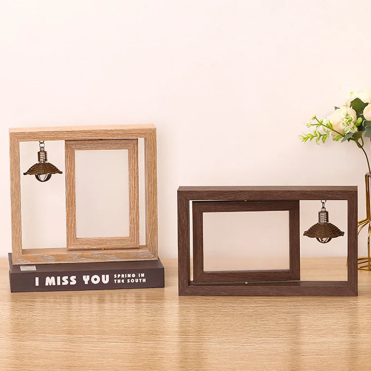 

Creative Double-Sided Rotating 6-Inch 7-Inch Wooden Photo Frame Personality Couple Gift Commemorative Wooden Photo Frame