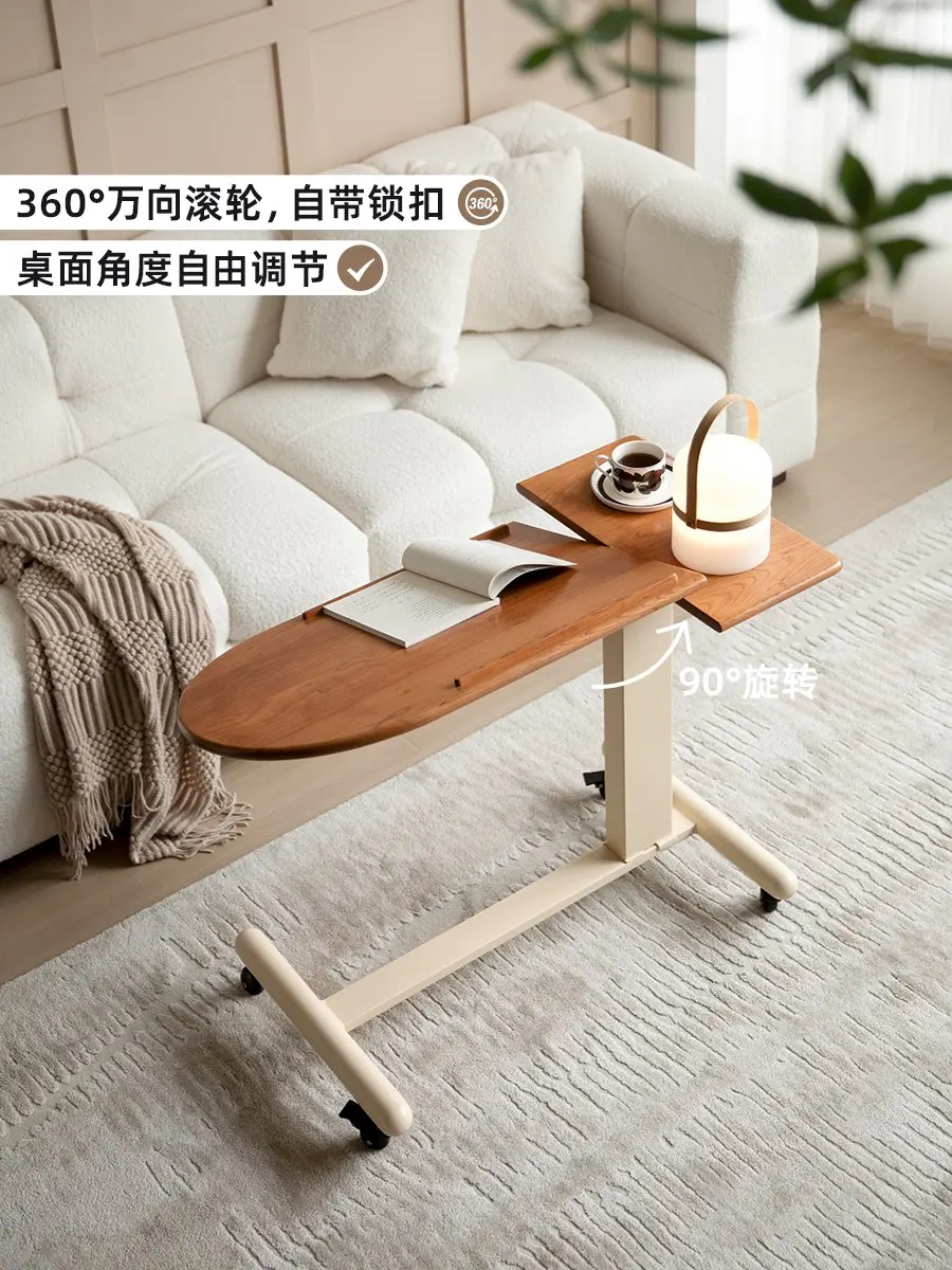 Solid wood lifting desk learning computer desk removable sofa side several living room adjustable cherry wood small table