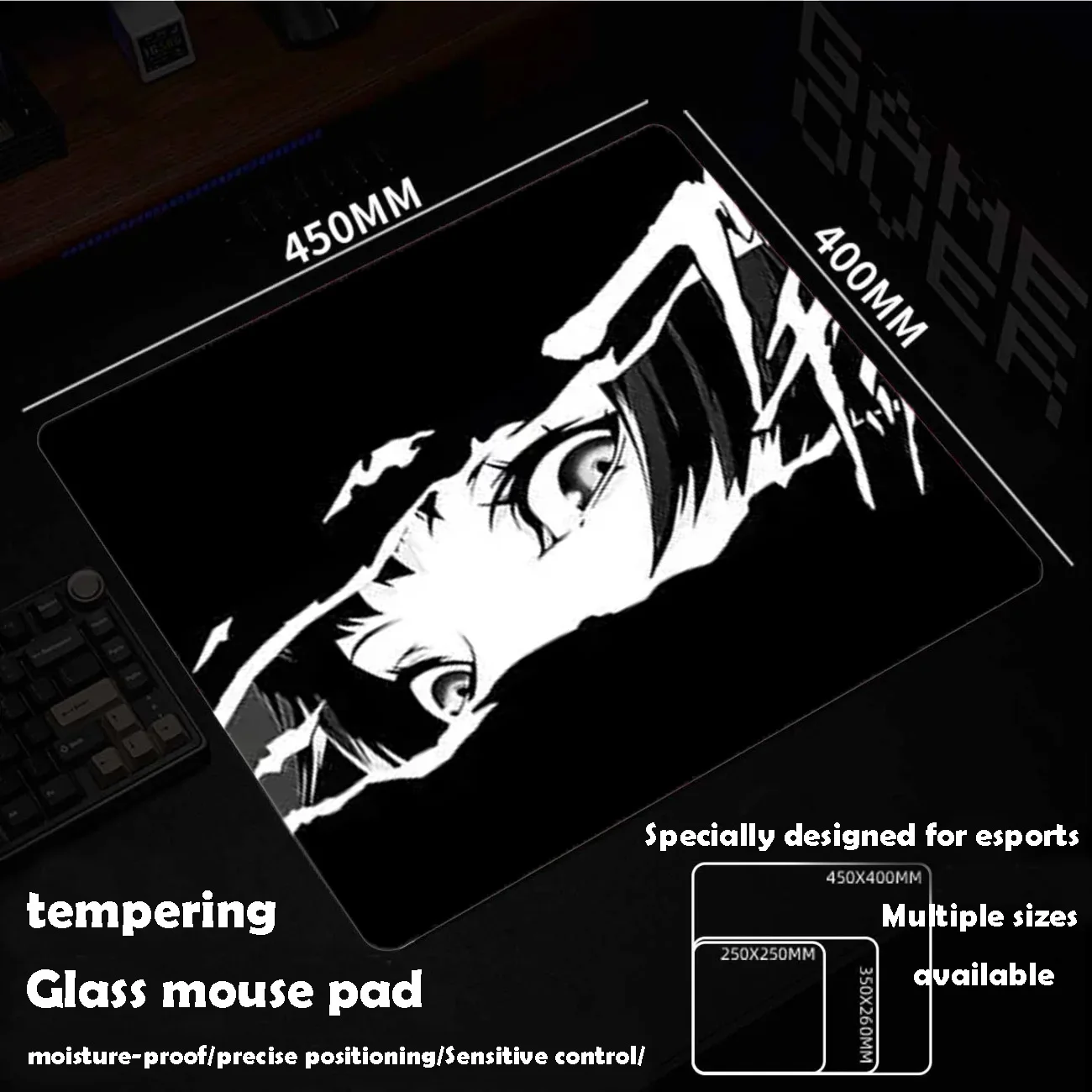 

Cool Girl Glass Mousepad Sora Game Mouse Pad Customized Pattern Tempered Smooth Gaming Desk Mat Fps Esports Office Gaming