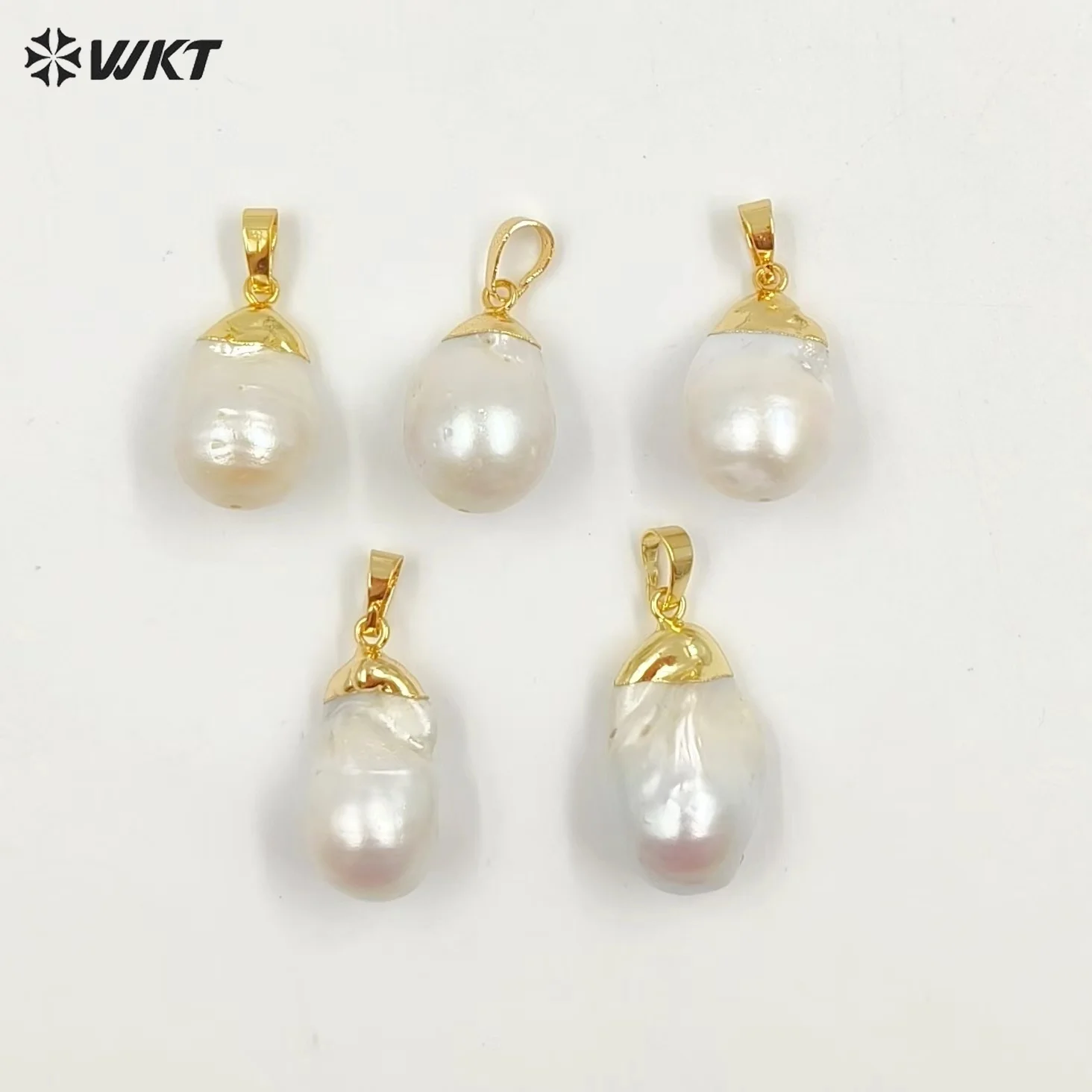 WT-P1085 Lovely Round Shape White Freshwater Pearl Irregular Shape Pendants For DIY Crafts Jewelry Making Accessory