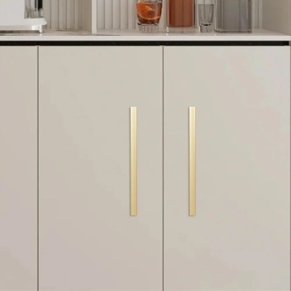 مقابض خزانة المطبخ المصنوعة من النحاس المصقول مقاس 15 بوصة - درج ذهبي حديث يسحب للخزائن والخزائن