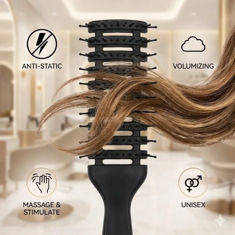 2Pcs Volumizing Hair Comb - Salon-Use Professional Ribbed Styling Comb, Unisex Home Scalp Massage Comb