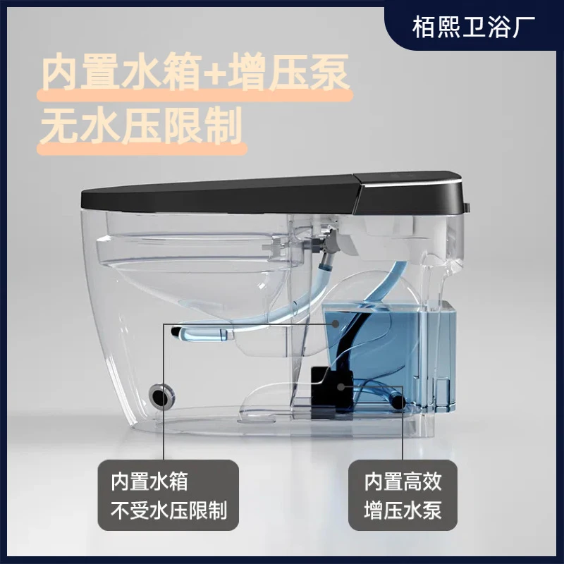 

Black Gunmetal Gray Toilet Home Use, Ceramic One-Piece Fully Automatic Siphon-Type Toilet With Instant Heating And Wat
