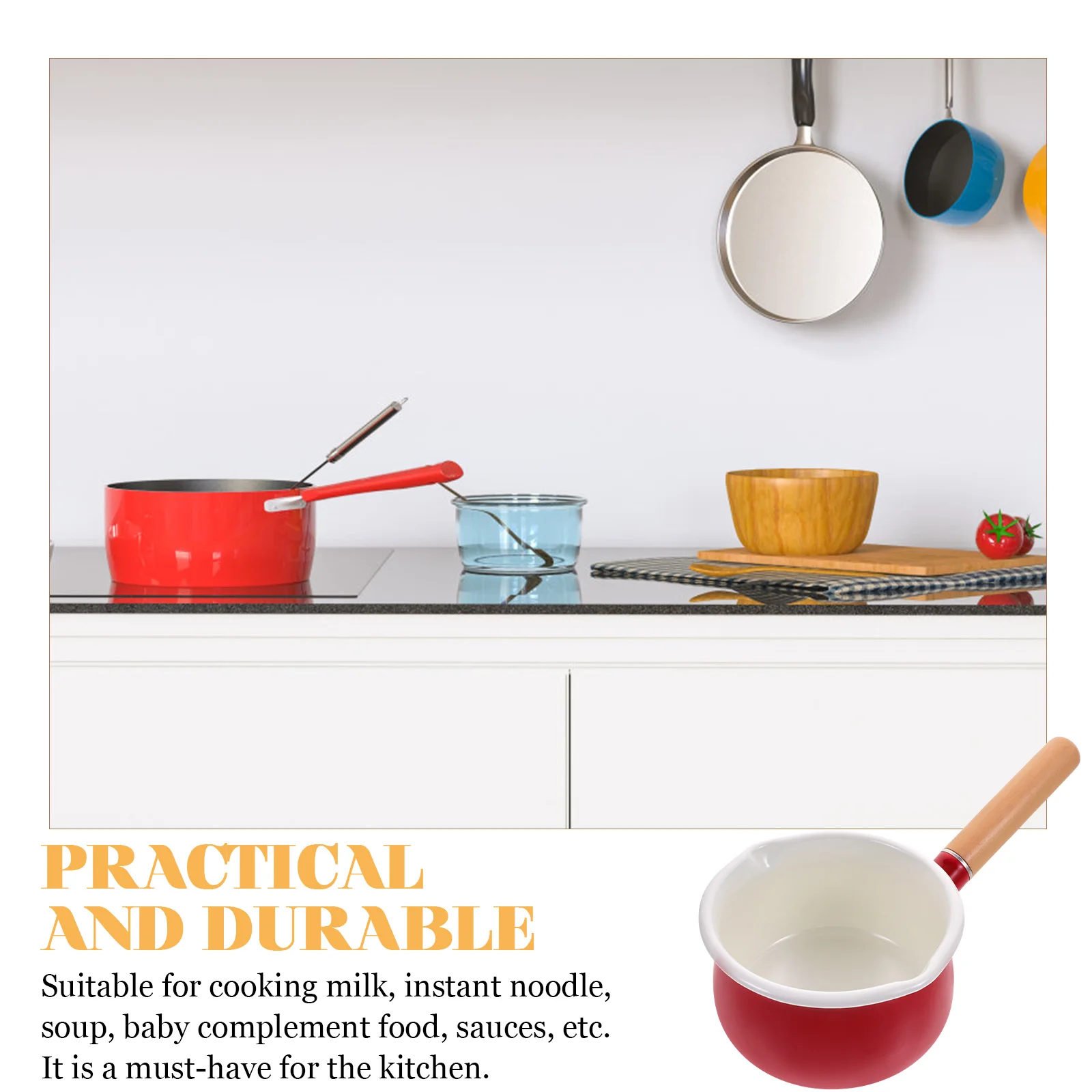 Olla pequeña para leche esmaltada, olla antiadherente resistente al calor para alimentos, sopa, salsa, Pasta, Mini cacerola, olla de cocina