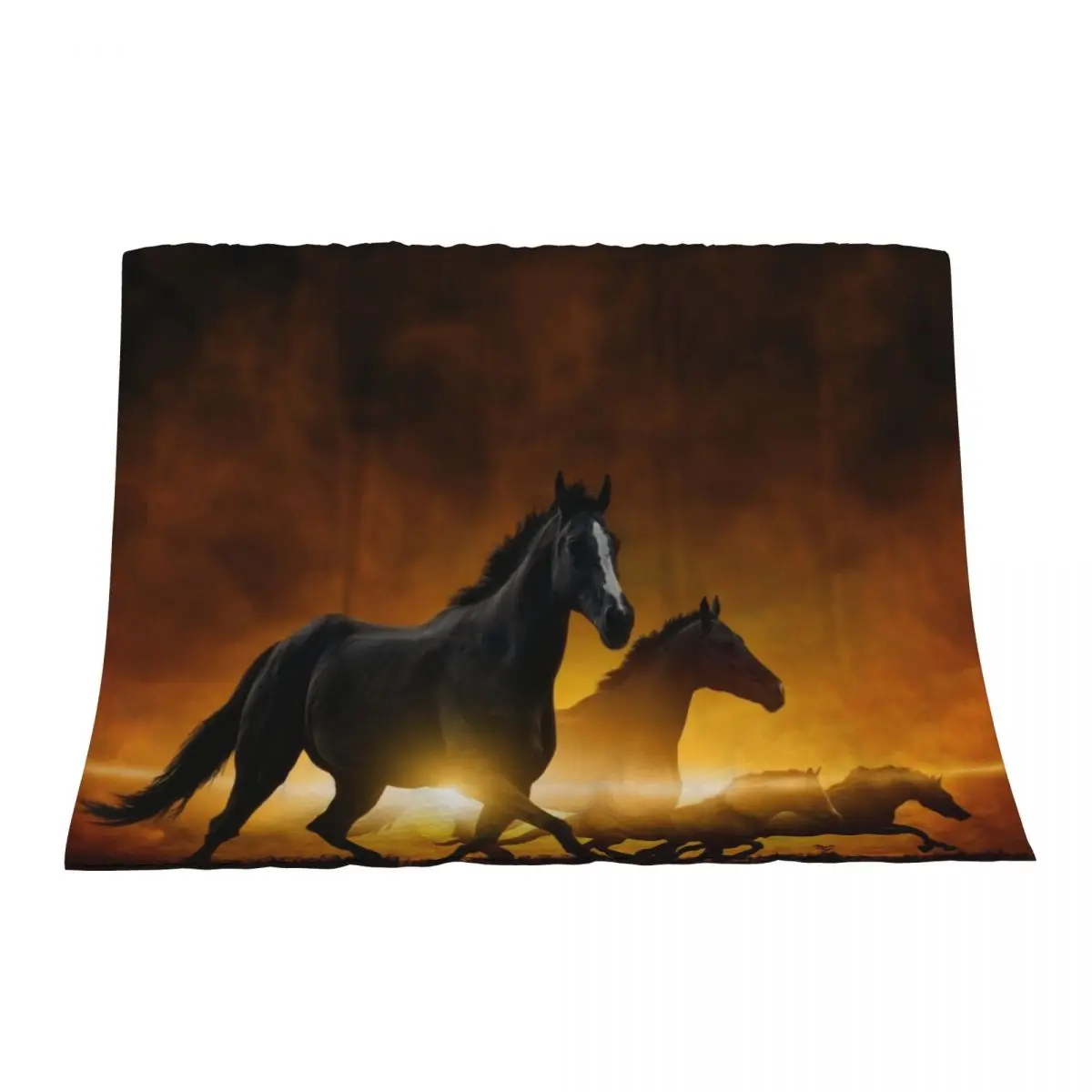 

Wild Black Horses Throw Blanket warm for winter Stuffeds Beautifuls Blankets