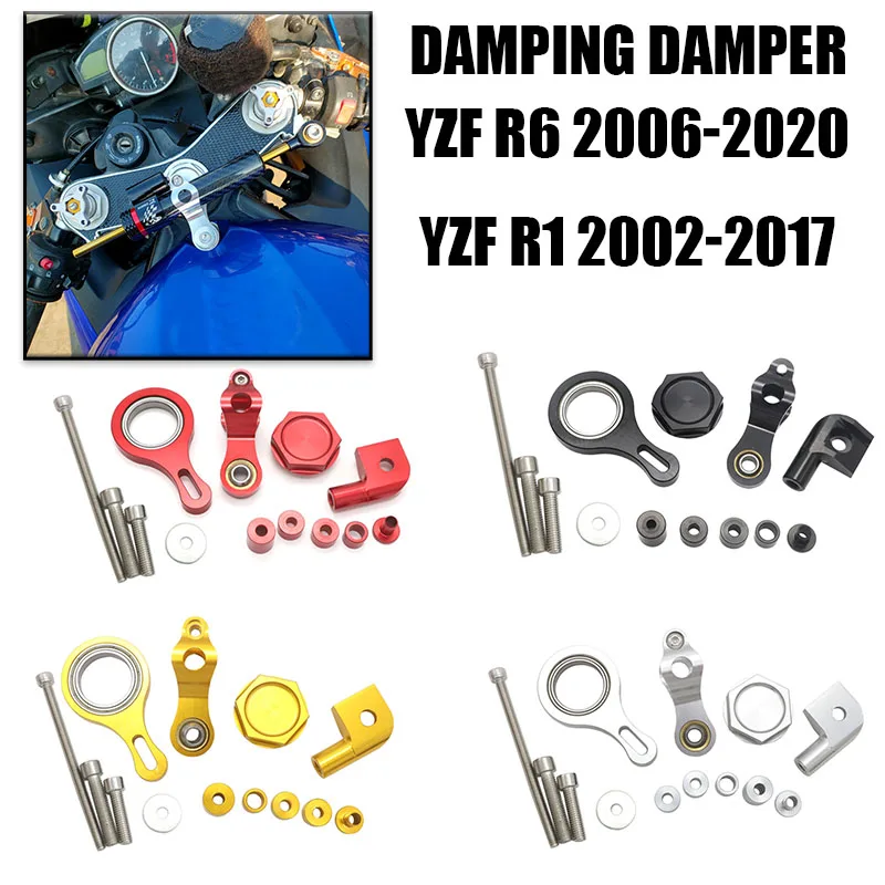 

FOR Yamaha YZF R1 2002-2017 YZF R6 2006-2020 Motorcycle Steering Damper Kit - Anti-Shake Stabilizer&Linear Mount (Oil Tank Safe)