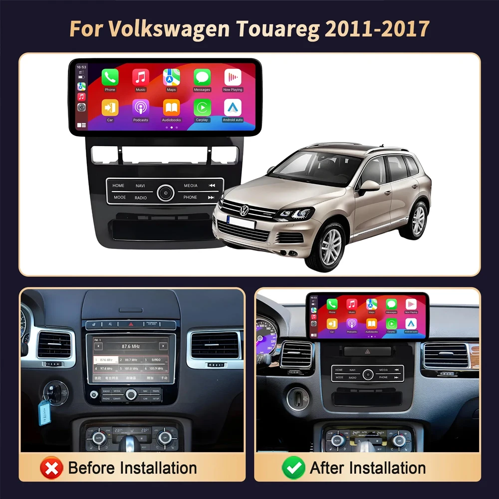 12.3 inch Car Radio Android 16  For Volkswagen Touareg 2011-2017 Navigation GPS Screen Android Auto 5G Stereo Wifi Video Carplay