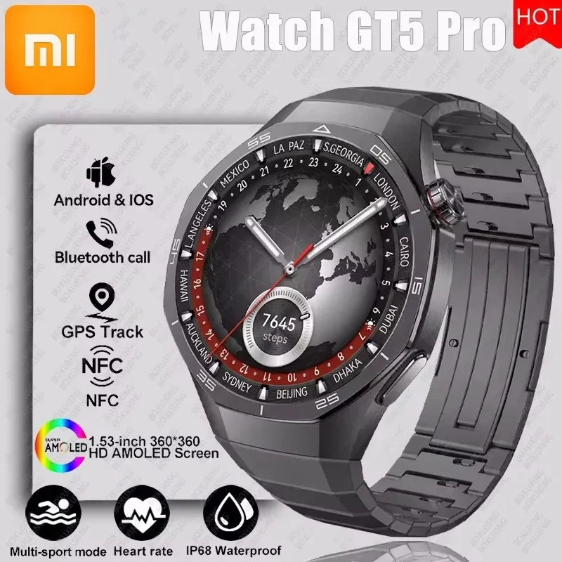 

Xiaomi Watch GT5 Pro All Smart Watch 9251 HD AMOLED Экран NFC GPS Трекер Bluetooth Вызов Здоровье Водонепроницаемые Смарт-часы Мужчины Женщины