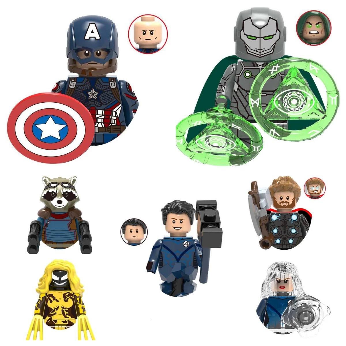 Figuras de acción de superhéroes de Marvel, juguetes ensamblados de Capitán América, película clásica, bloques de construcción, regalos de fiesta