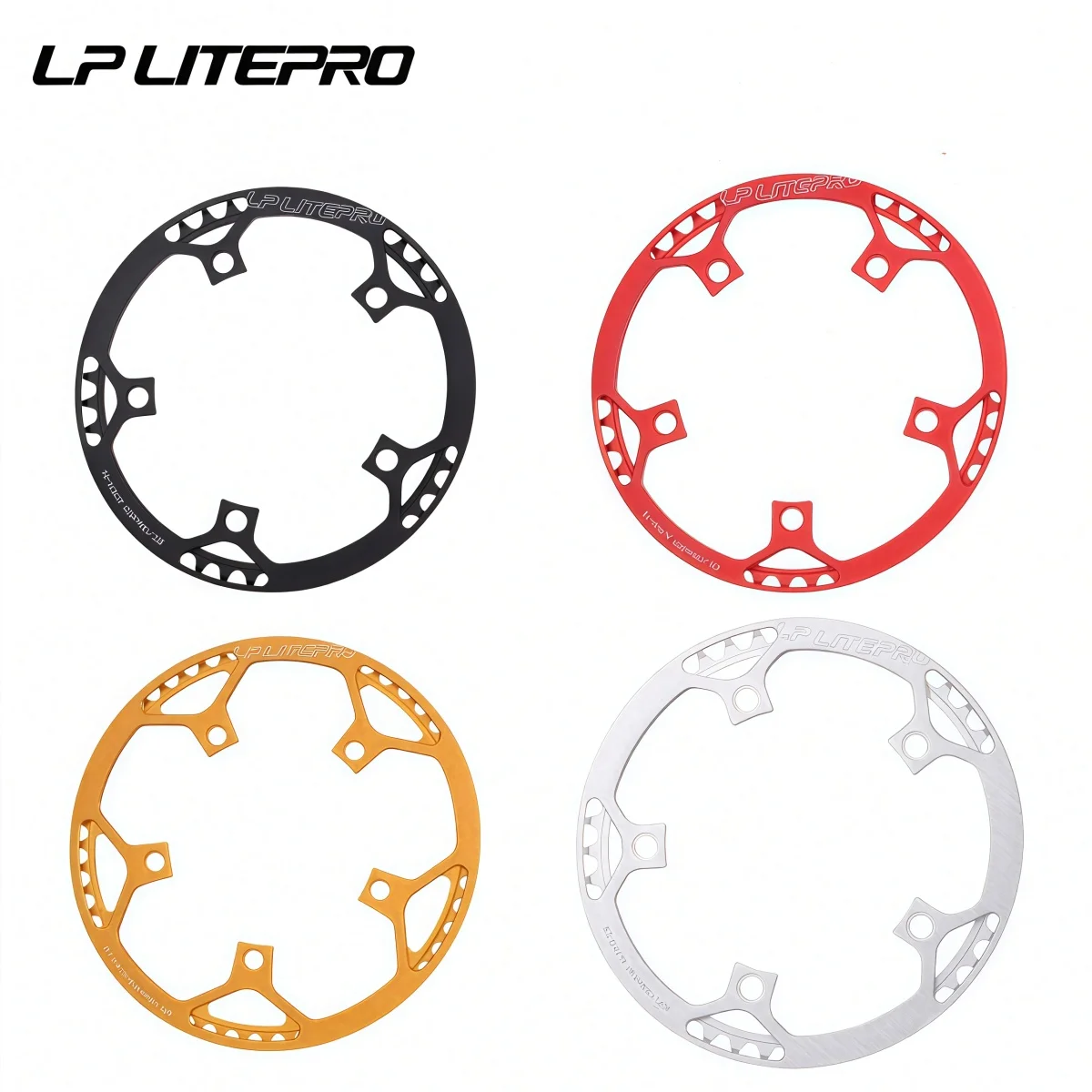 

LITEPRO 7075 Aluminum CNC Chainring With Bash Guard For Folding Bike – 45T/47T/53T/56T/58T – 130 BCD – ( Black Red Silver Gold )