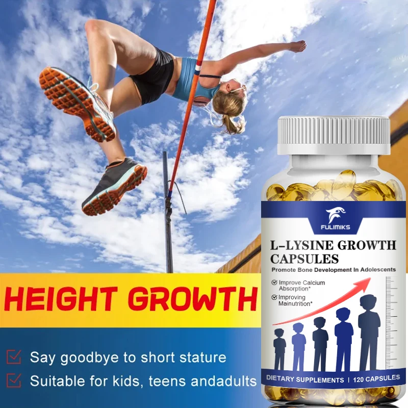 L-Lysine Growth Capsule 1000 mg, Amino Acid Immune Support Supplement with Vitamin D Calcium & Zinc